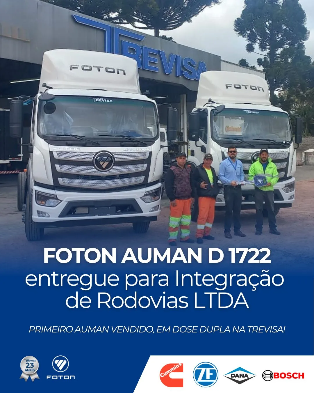 É com orgulho que anunciamos a primeira venda do Foton Auman D 1722, e já começamos em dose dupla